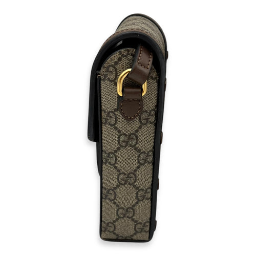 Gucci Horsebit 1955 Shoulder Bag Brown in Monogram Coated Canvas, Gold hardware_3