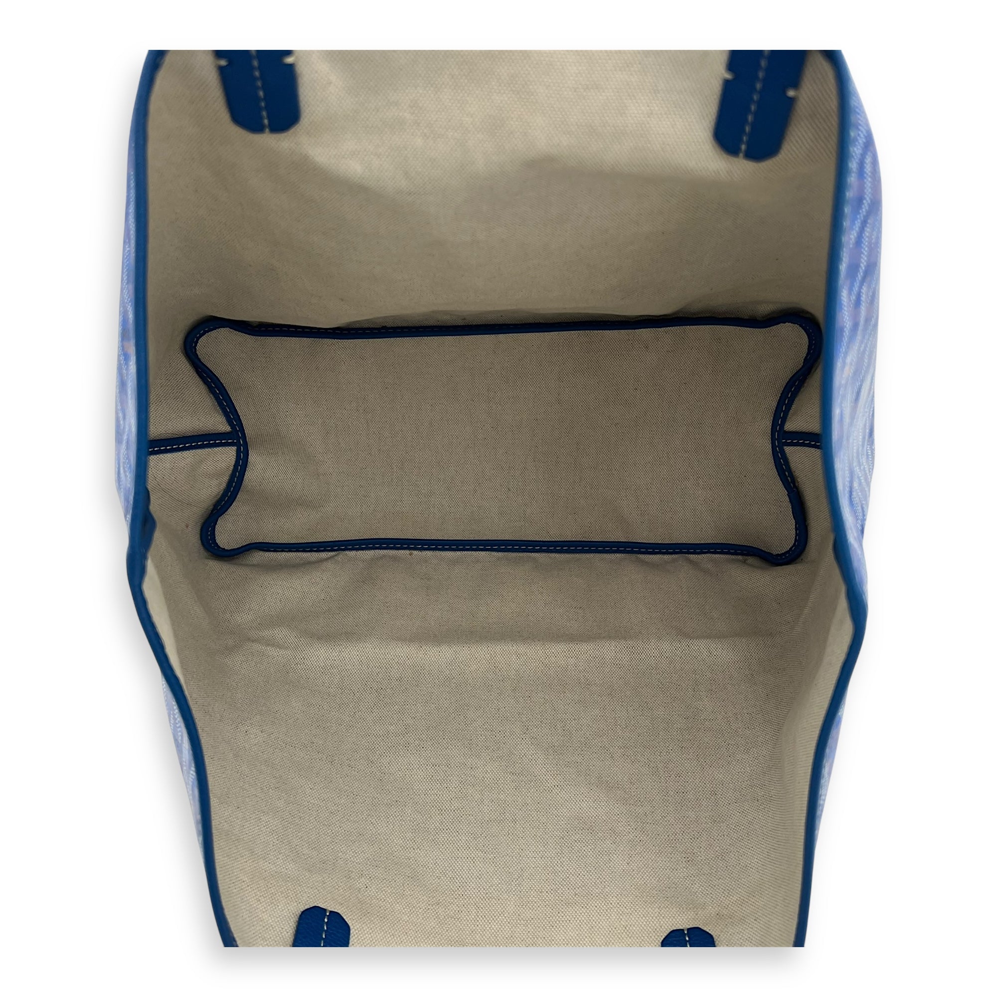 Goyard Saint Louis Tote Bag Blue in Coated Canvas, Silver hardware_6