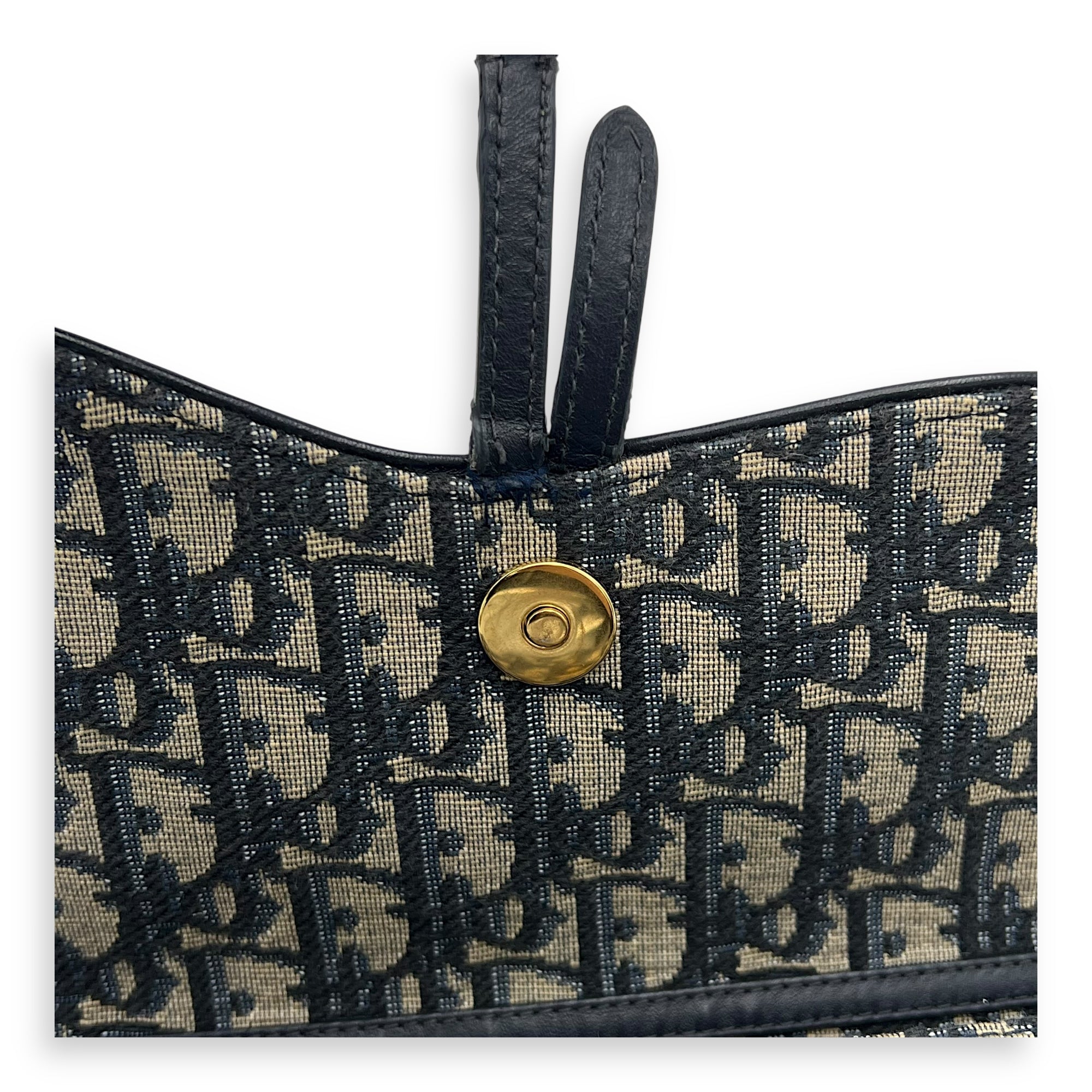 Christian Dior Saddle Wallet On Chain Blue in Jacquard, Gold hardware_7