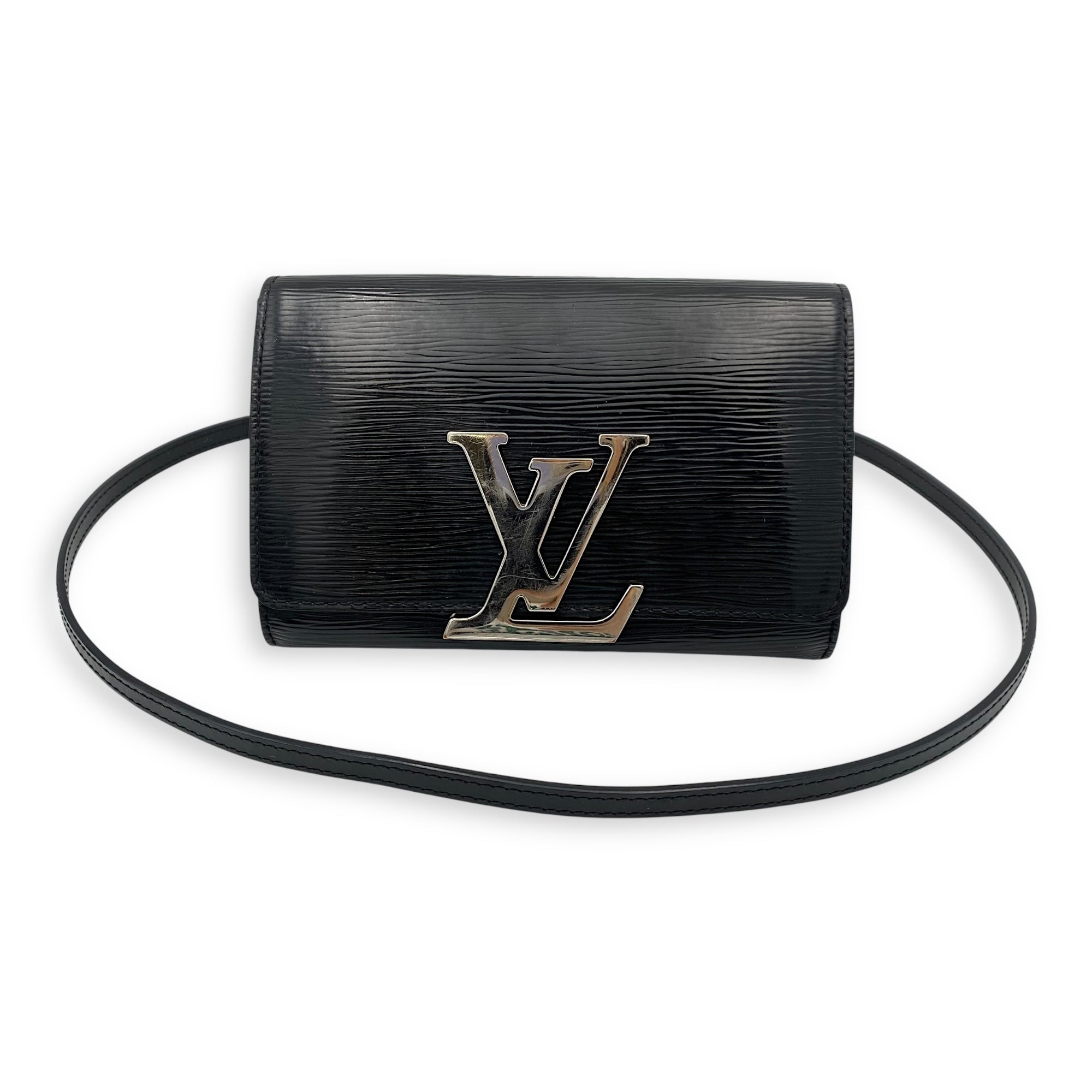 Louis Vuitton Louise Wallet On Chain Small Black in Epi Leather, Silver hardware_12