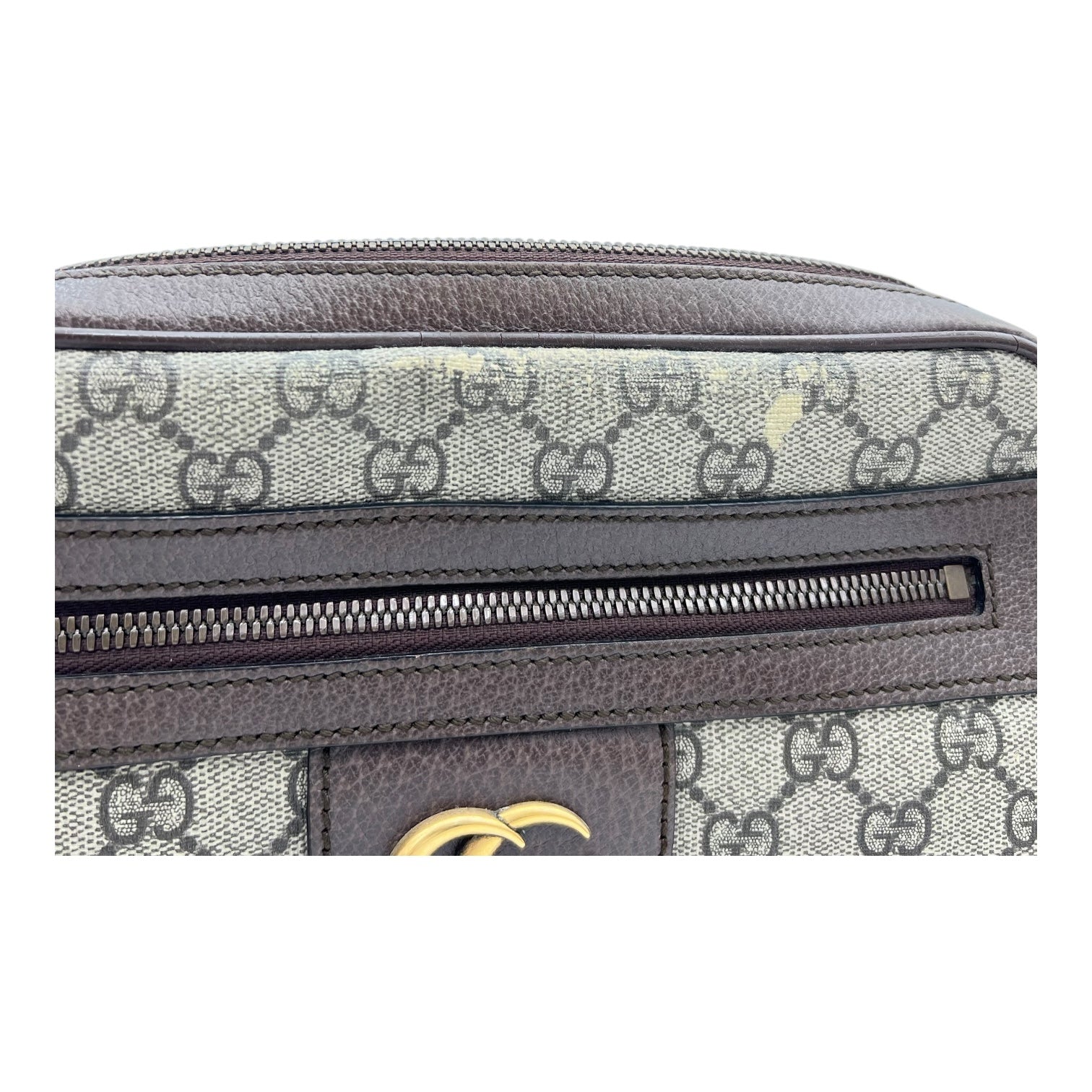 Gucci Ophidia Crossbody Bag Brown in Monogram Coated Canvas, Gold hardware_11