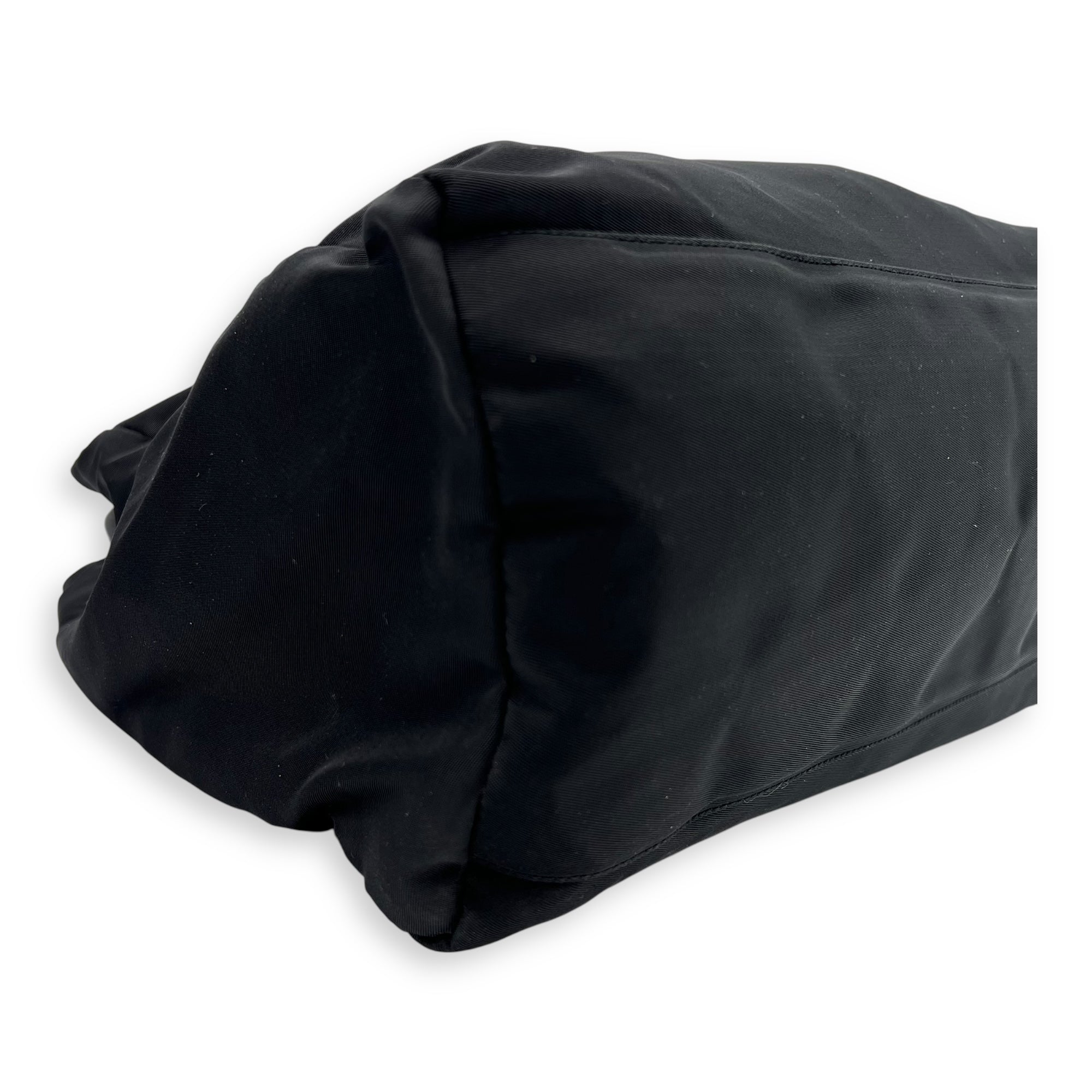 Prada Logo Top Handle Bag Black in Nylon, Silver hardware_8