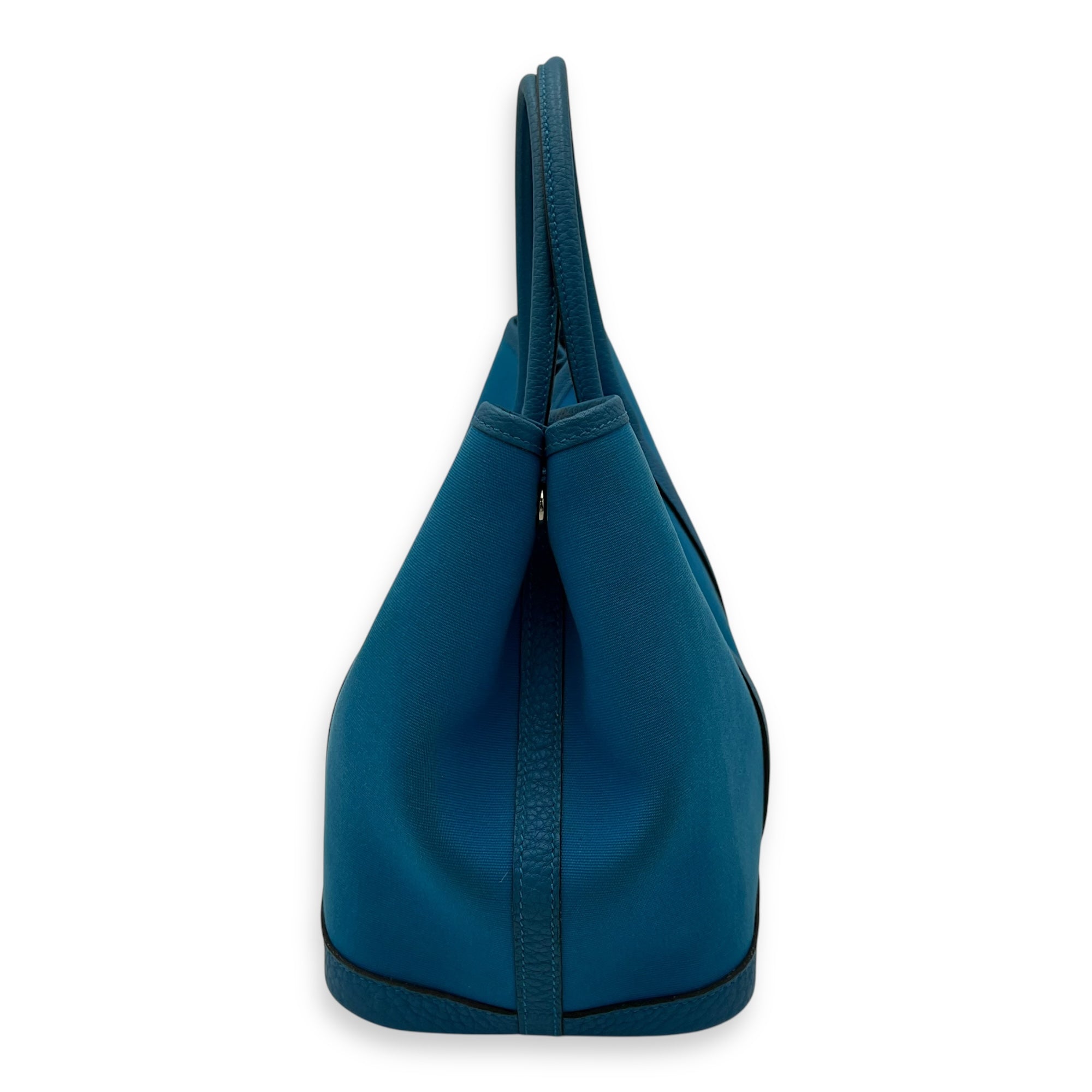 Hermès Garden Party Blue in Canvas, Silver hardware_4