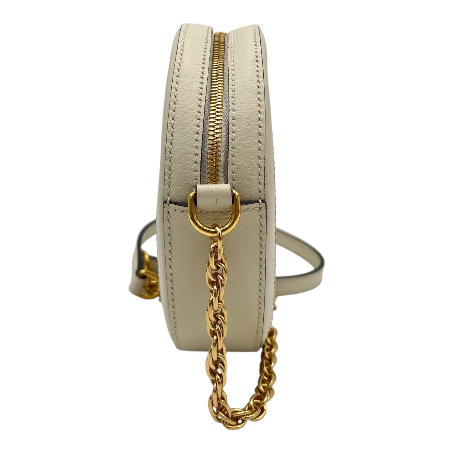 Gucci Ophidia Shoulder Bag Round White in Calfskin, Gold hardware_4