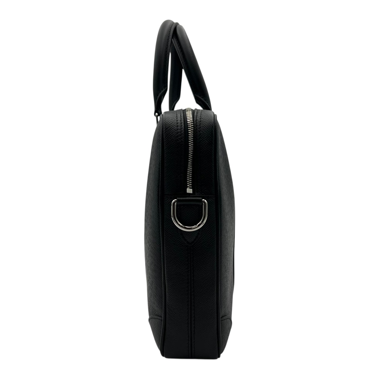 Louis Vuitton Porte Documents Voyage Messenger Black in Calfskin, Silver hardware_4