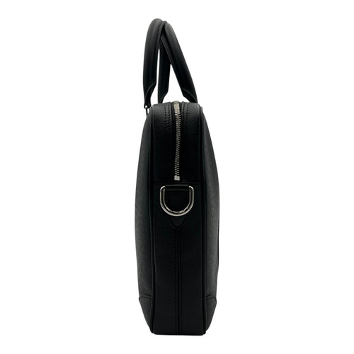 Louis Vuitton Porte Documents Voyage Messenger Black in Calfskin, Silver hardware_4