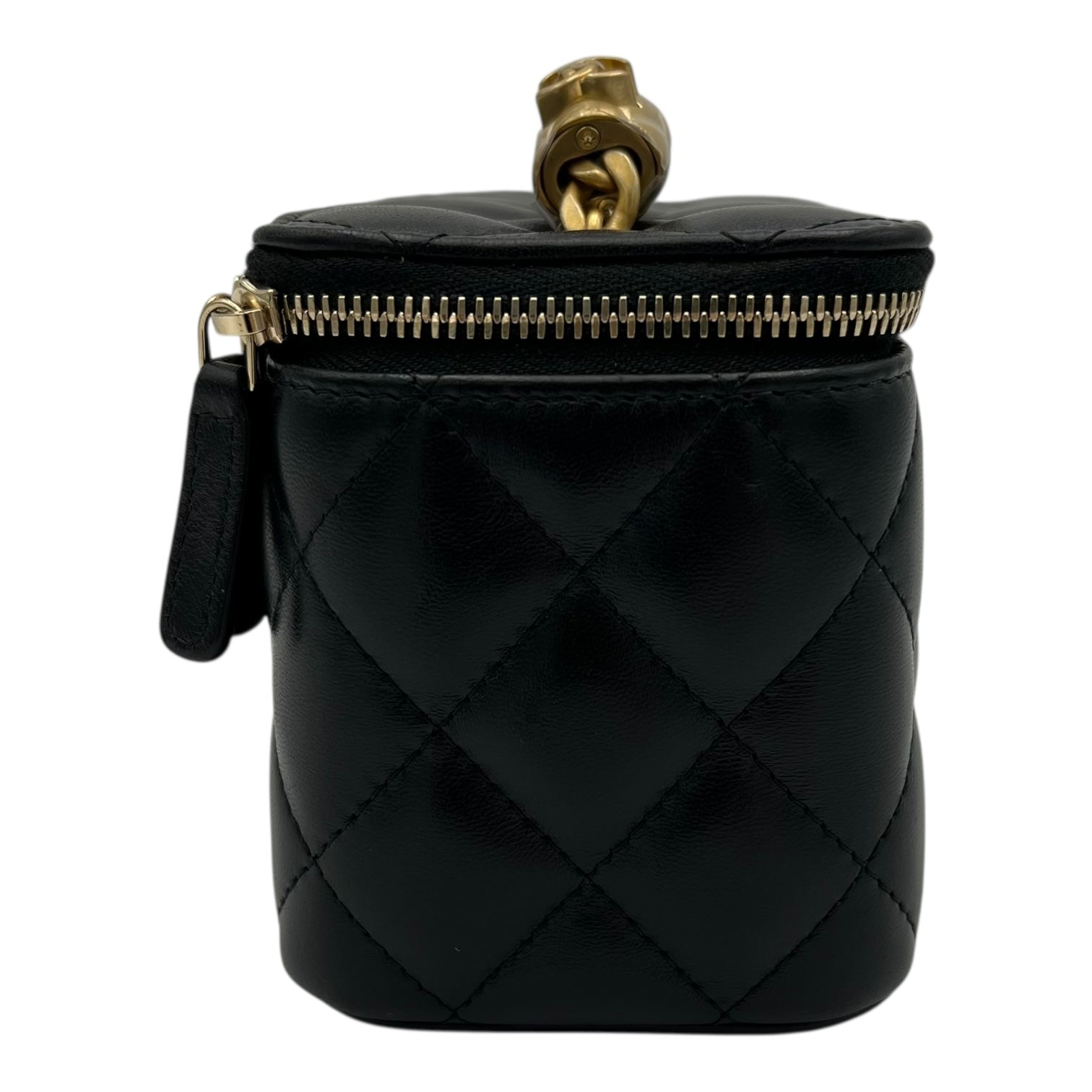 Chanel Pearl Crush Vanity Crossbody Bag Black in Lambskin, Gold hardware_4