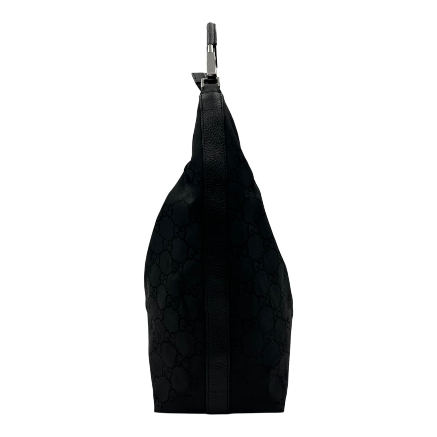 Gucci GG Shoulder Bag Black in Nylon, Silver hardware_4