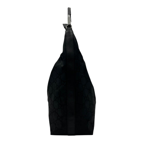Gucci GG Shoulder Bag Black in Nylon, Silver hardware_4