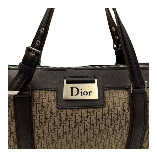 Christian Dior Trotteur Shoulder Bag Brown in Canvas, Silver hardware_10