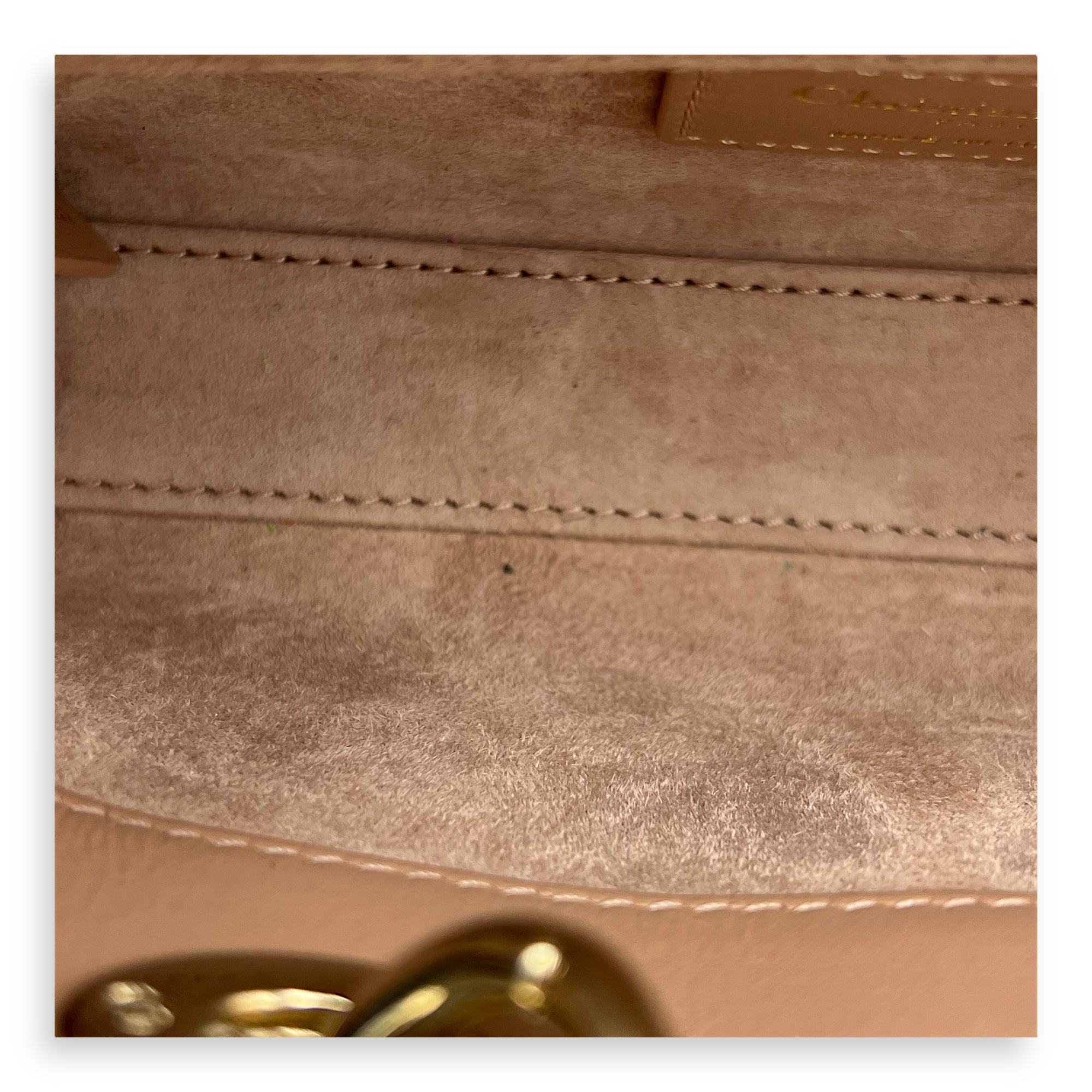 Christian Dior Lady D-Joy Top Handle Bag Micro Beige in Lambskin, Gold hardware_7