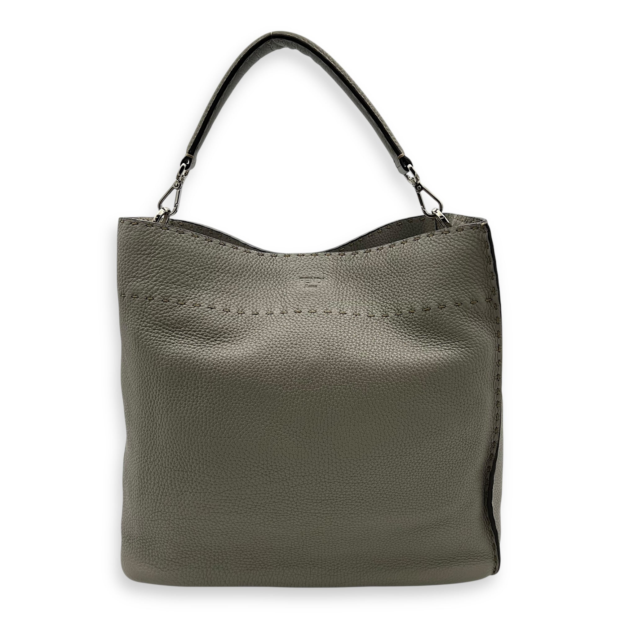 Fendi Selleria Shoulder Bag White in Calfskin, Silver hardware_1