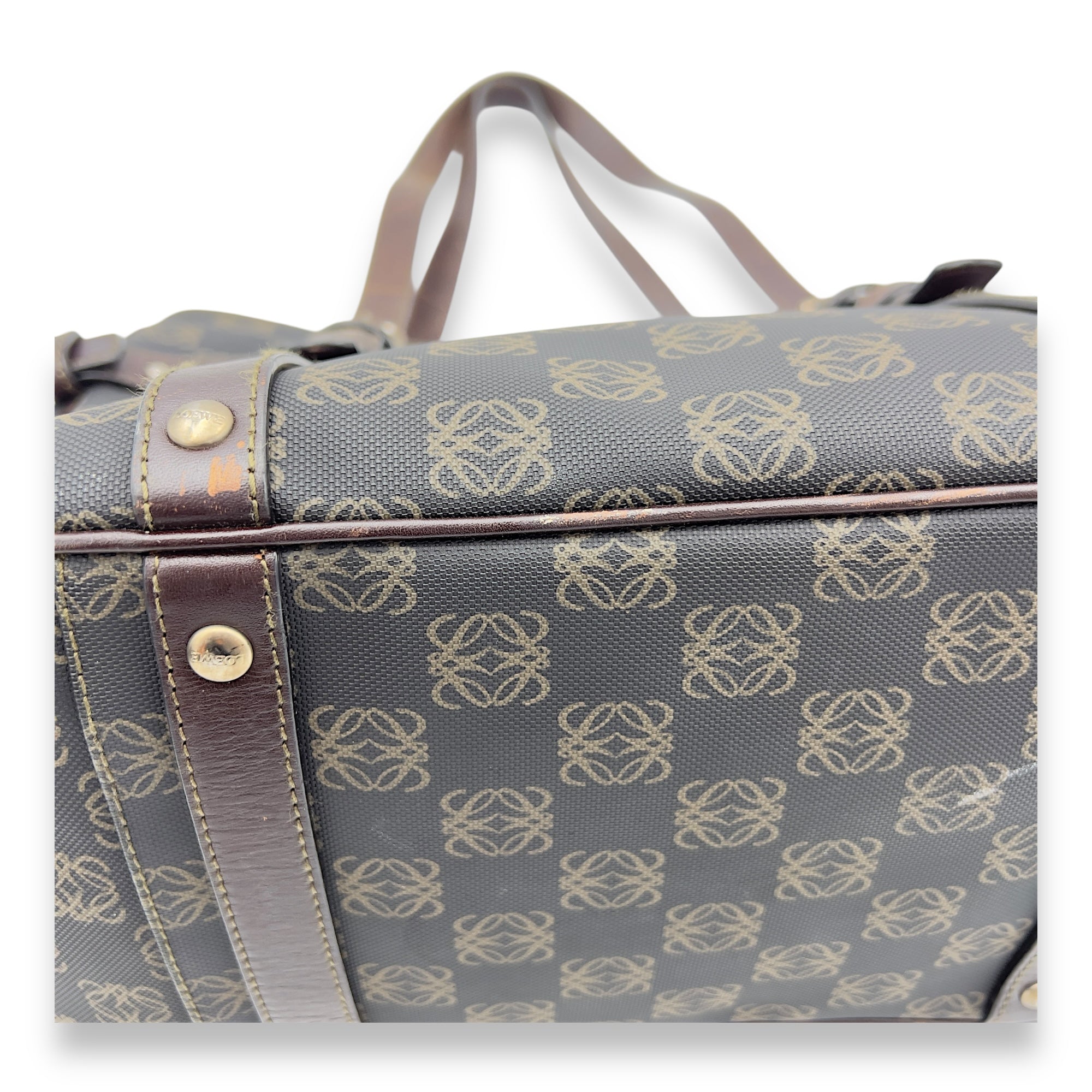 Loewe Anagram Brown Tote Bag in Coated Canvas, Gold hardware_11