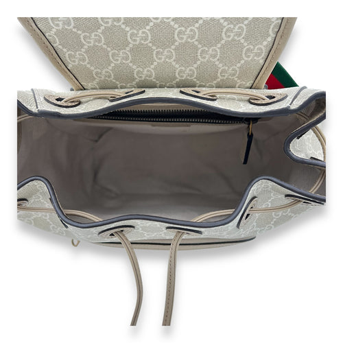 Gucci GG Supreme White Backpack in Coated Canvas, Gold hardware_6