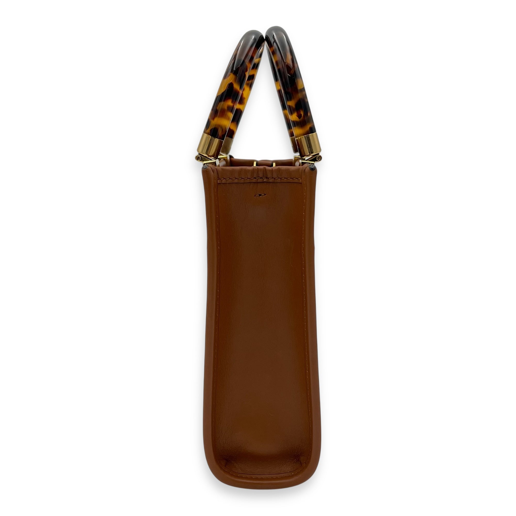 Fendi Sunshine Top Handle Bag Mini Brown in Calfskin, Gold hardware_3