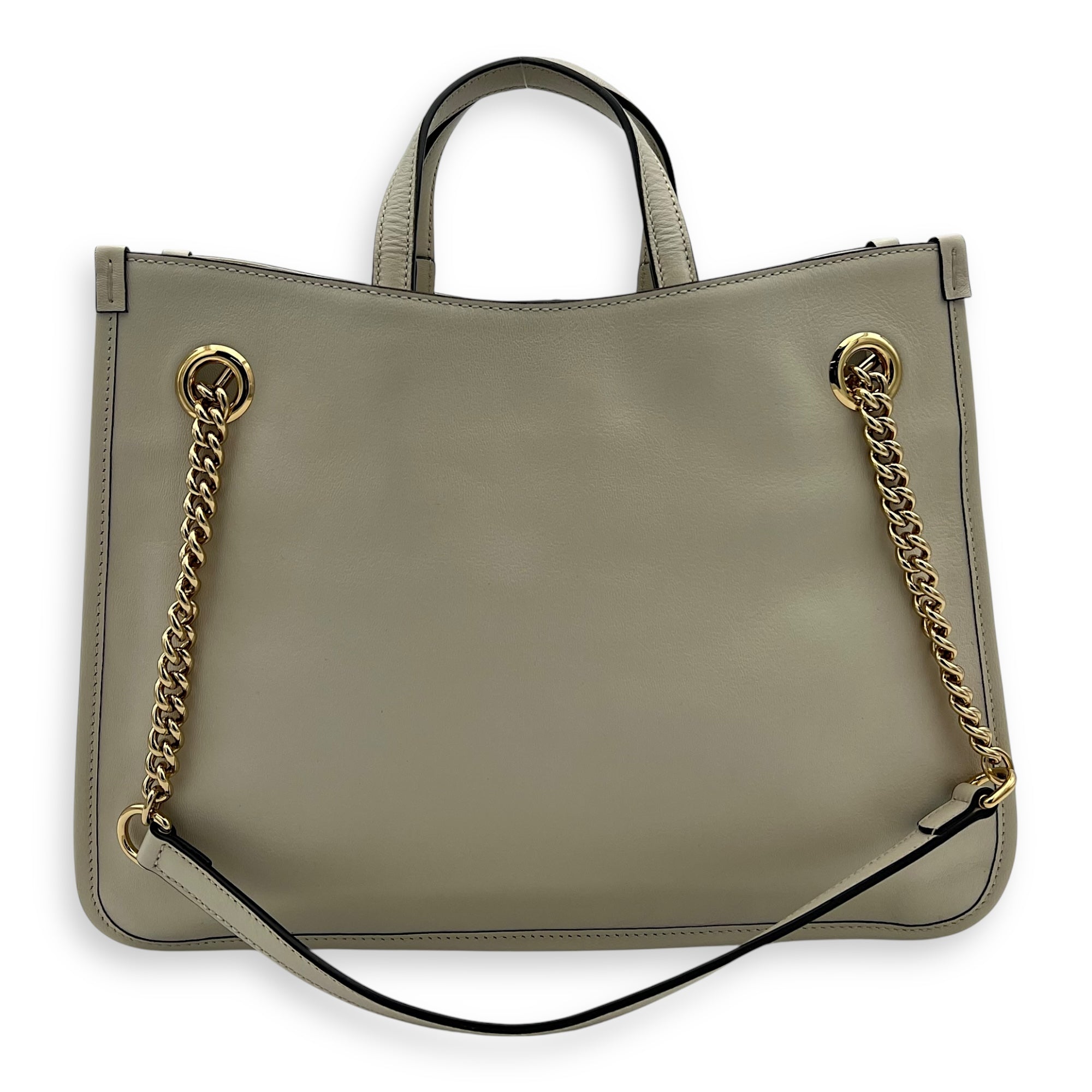 Gucci Horsebit 1955 Top Handle Bag White in Calfskin, Gold hardware_2