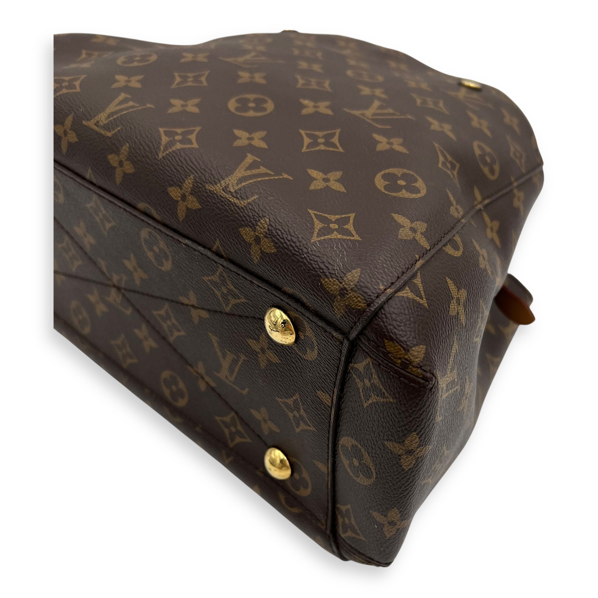 Louis Vuitton Montaigne Top Handle Bag MM Brown in Monogram Coated Canvas, Gold hardware_10
