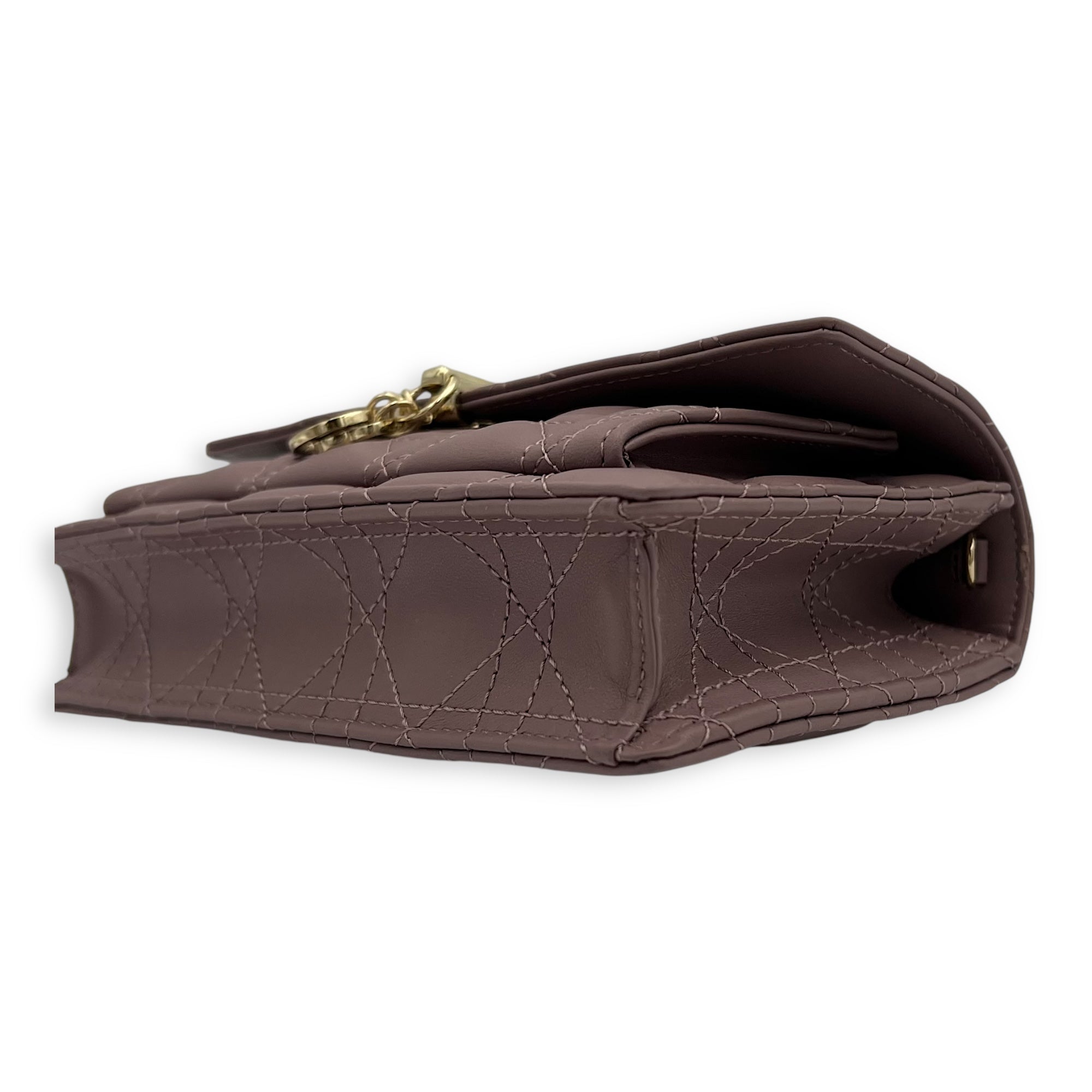 Dior Lady Dior chain pouch Crossbody Bag Pink in Calfskin, Gold hardware_9
