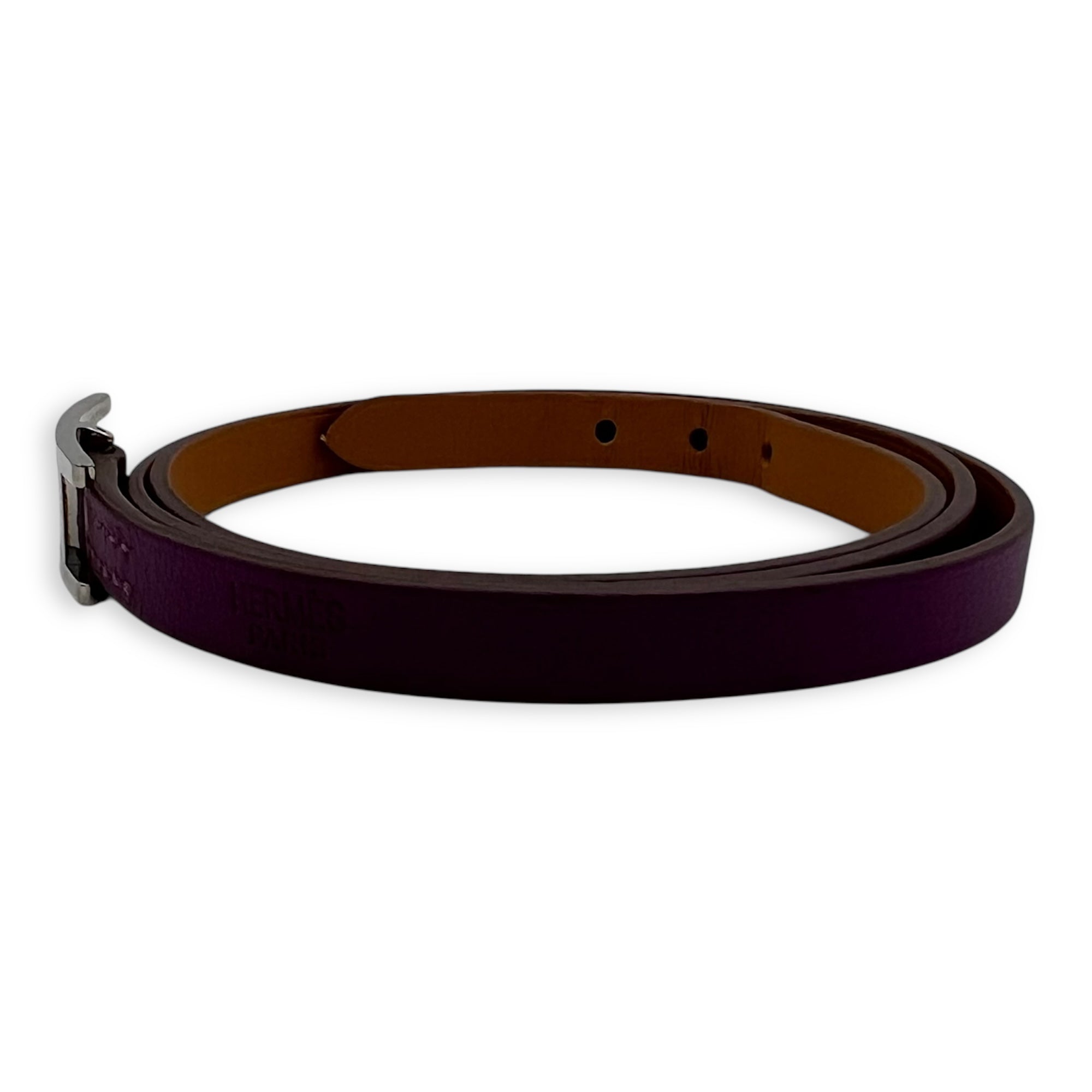 Hermès Behapi Double tour Purple in Calfskin, Palladium hardware_3