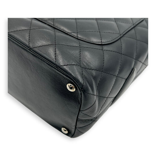 Chanel Cambon Tote Bag Black in Lambskin, Silver hardware_13