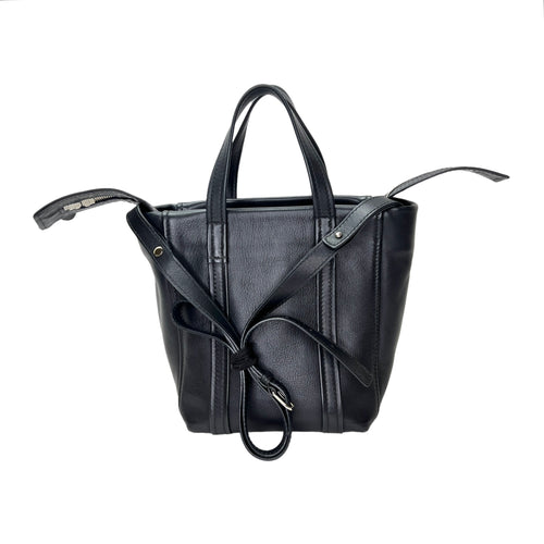 Laundry Cabas Black Top Handle Bag in Calfskin, Silver hardware