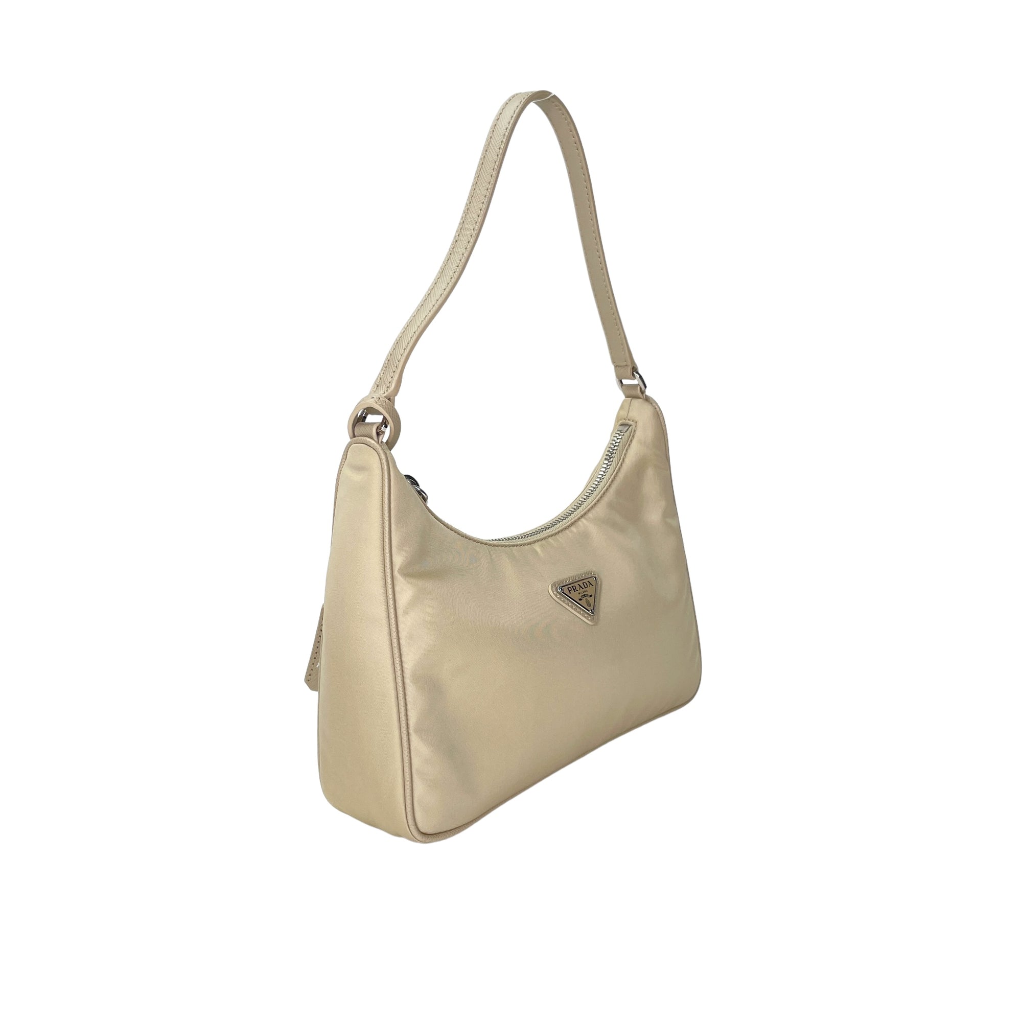 Re-Edition 2005 Beige Shoulder Bag in Nylon, Silver hardware