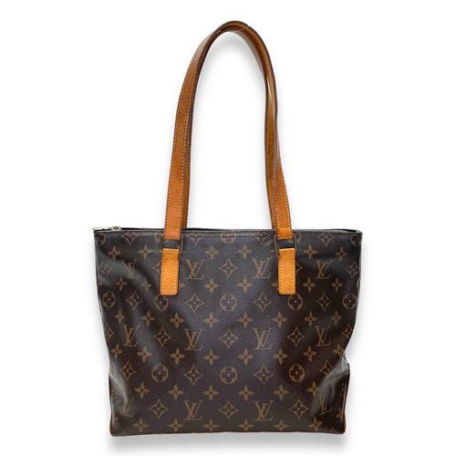 Piano Tote Bag Brown in Monogram Coated Canvas, Gold hardware