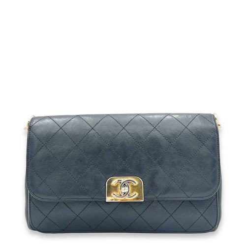 Classic Crossbody Bag Black in Calfskin, Gold hardware