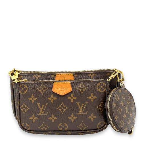 Multi-Pochette Accessoires Crossbody Bag Brown in Monogram Coated Canvas, Gold hardware