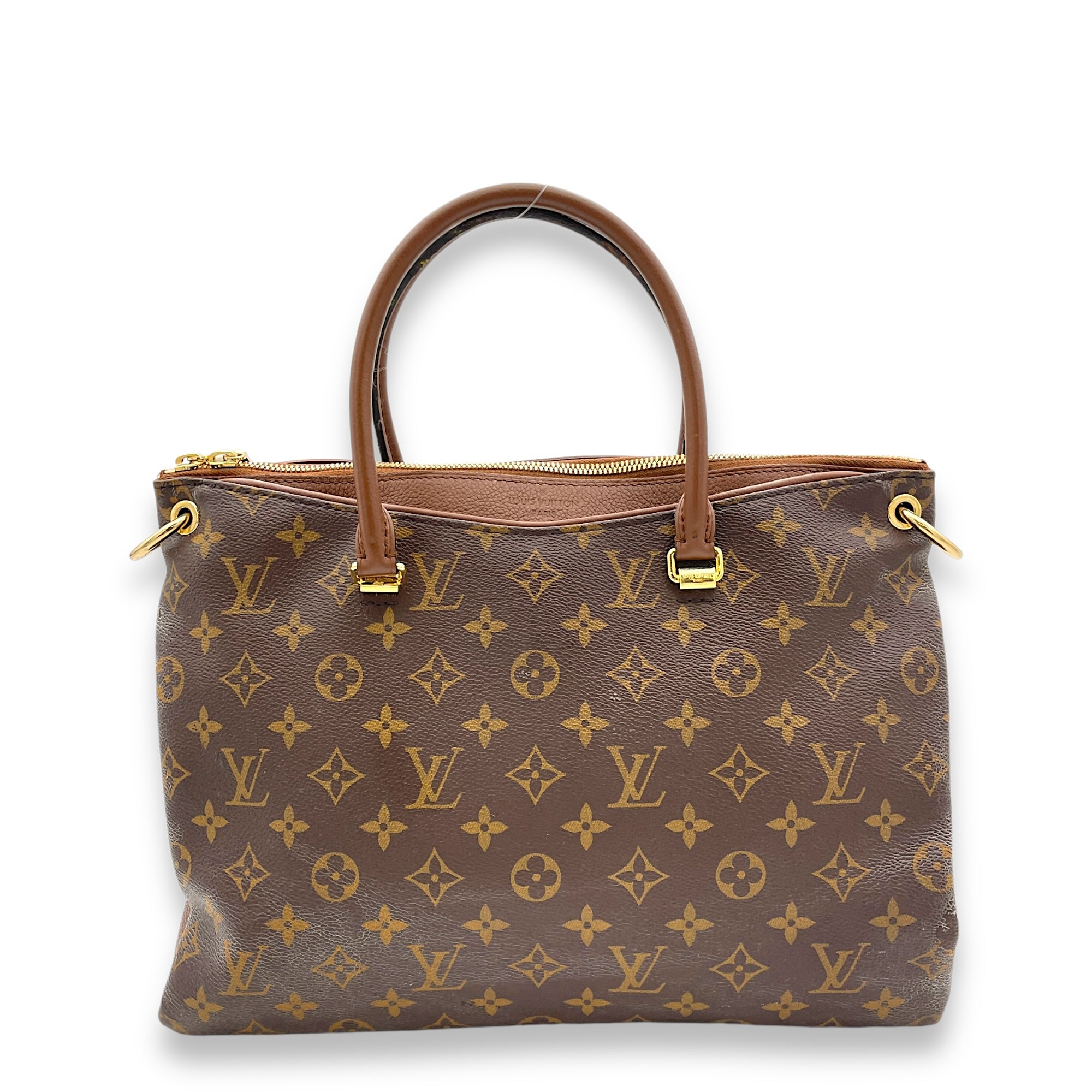 Pallas Top Handle Bag MM Brown in Monogram Coated Canvas, Gold hardware