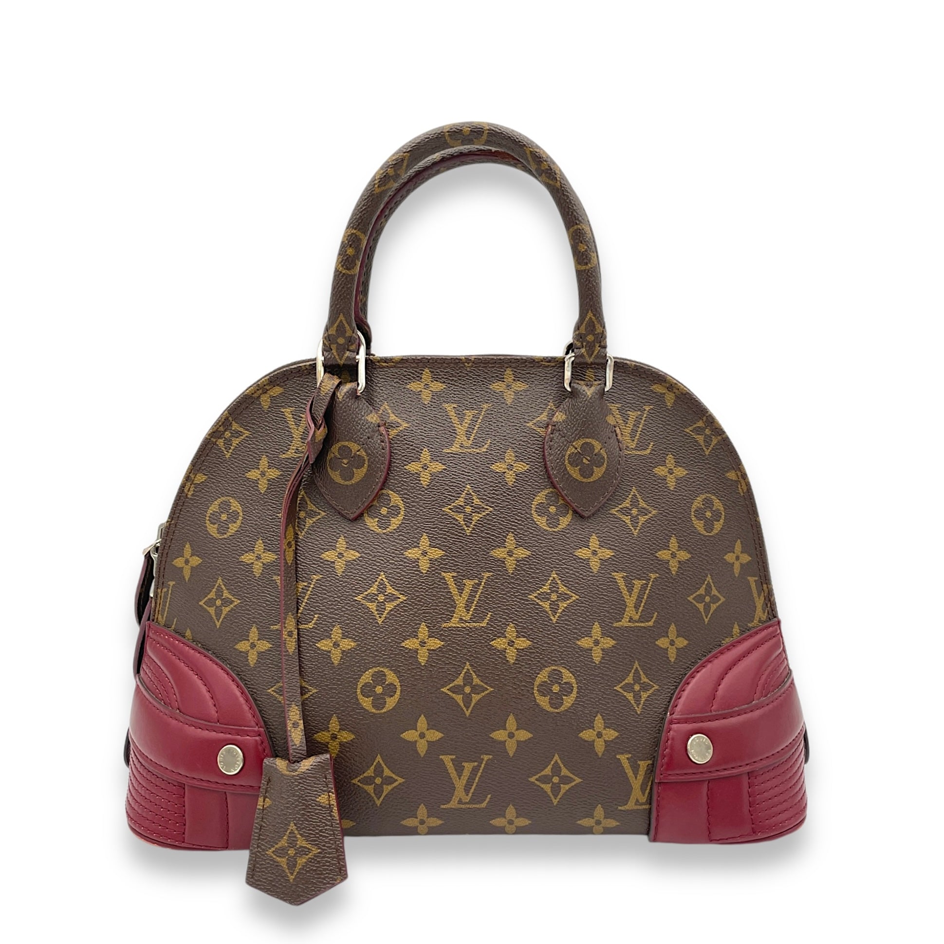 Alma Top Handle Bag Brown in Monogram Coated Canvas, Gold hardware