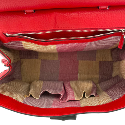 Bamboo Top Handle Bag Red in Calfskin, Silver hardware