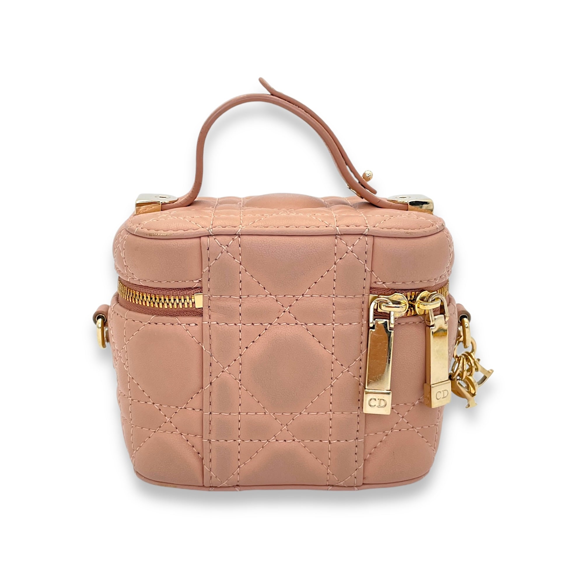 LADY DIOR Micro Vanity bag in Lambskin, Gold Hardware