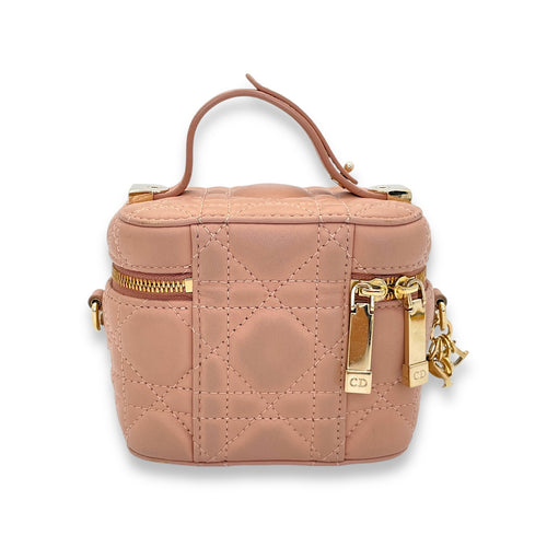 LADY DIOR Micro Vanity bag in Lambskin, Gold Hardware