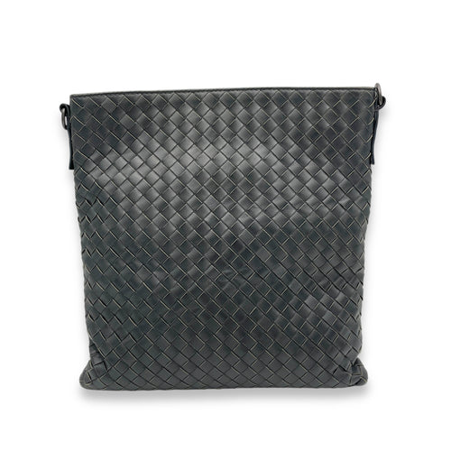 Woven Messenger bag in Intrecciato leather, Gunmetal Hardware