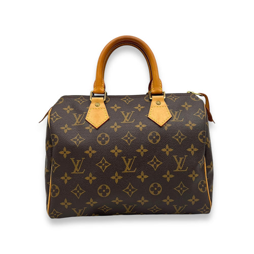 Speedy Top Handle Bag 25 Brown in Monogram Coated Canvas, Gold hardware