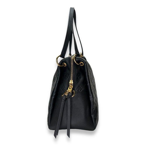 Ponthieu Black Top Handle Bag in Monogram Empreinte Leather, Gold hardware