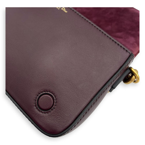 J'Adior Burgundy Top Handle Bag in Calfskin, Gold hardware