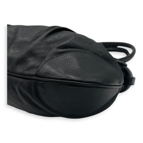 Gancini Top Handle Bag Black in Calfskin, Silver hardware