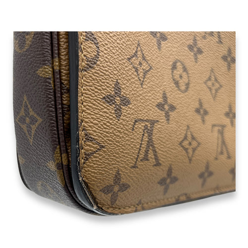 Pochette Metis Brown Top Handle Bag in Monogram Coated Canvas, Gold hardware