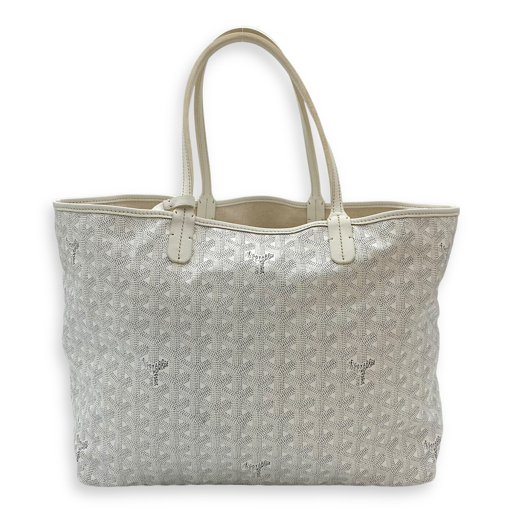 Saint Louis PM White Tote Bag in Coated Canvas, Silver hardware