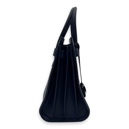 Sac de Jour Top Handle Bag Small Blue in Calfskin, Gold hardware