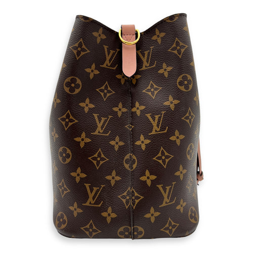 NeoNoe MM Brown Bucket Bag in Monogram Coated Canvas, Gold hardware