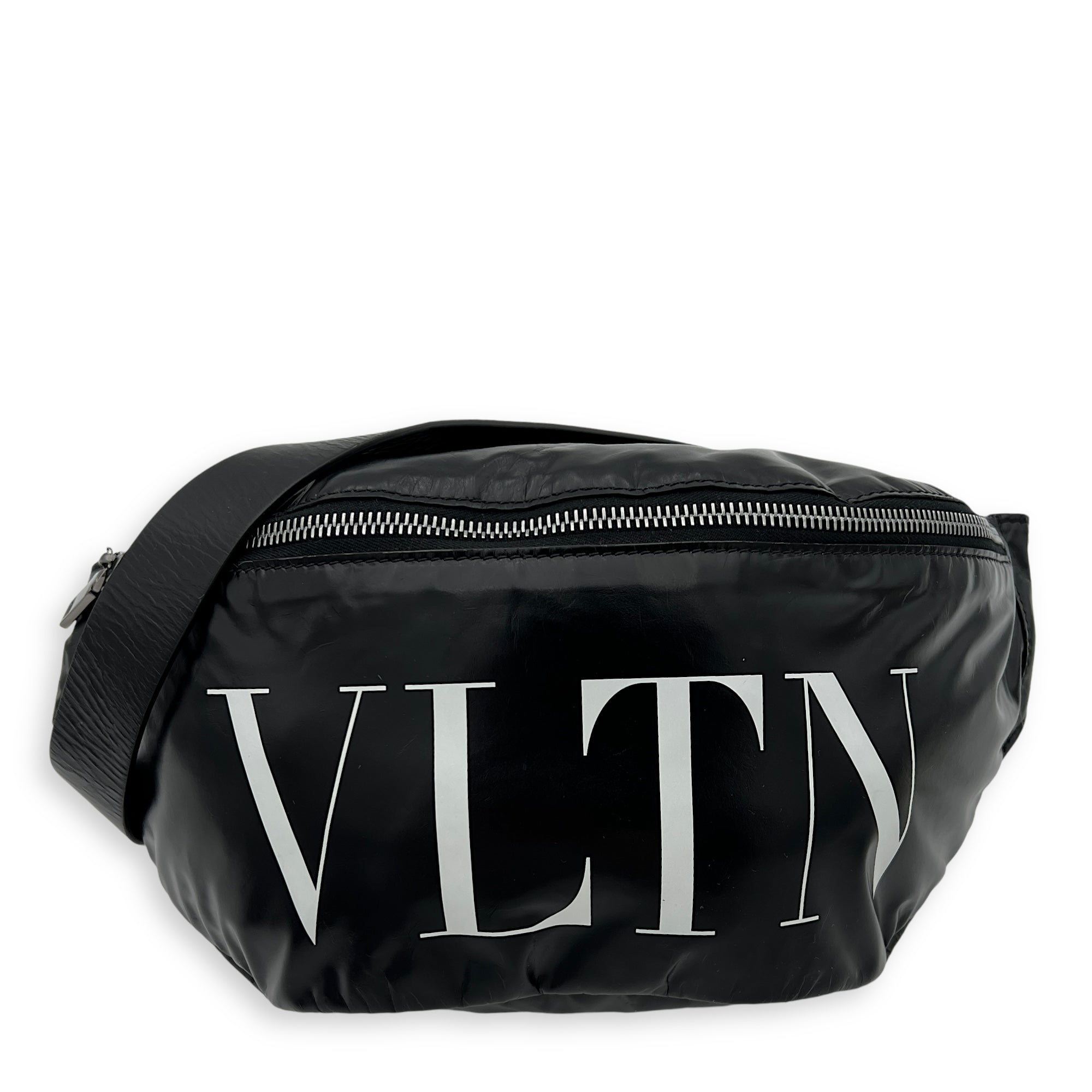 VLTN Belt Bag Black in Calfskin, Silver hardware