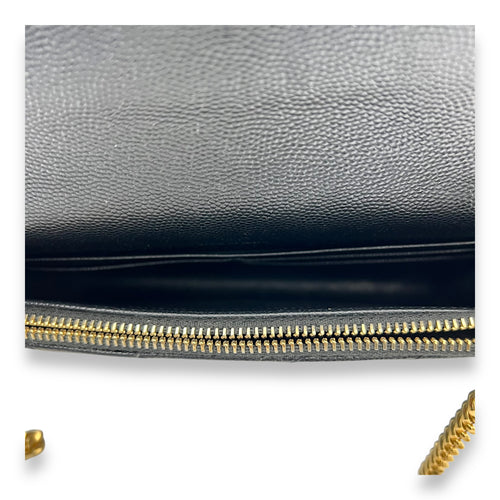 Saint Laurent Cassandre Black Wallet On Chain in Calfskin, Gold hardware_6