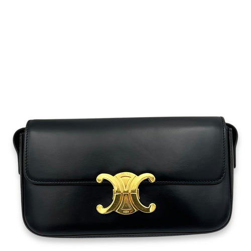 Celine Triomphe Shoulder Bag Black in Calfskin, Gold hardware_1