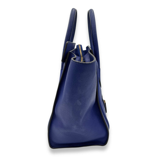 Celine Luggage Top Handle Bag Mini Blue in Calfskin, Gold hardware_3