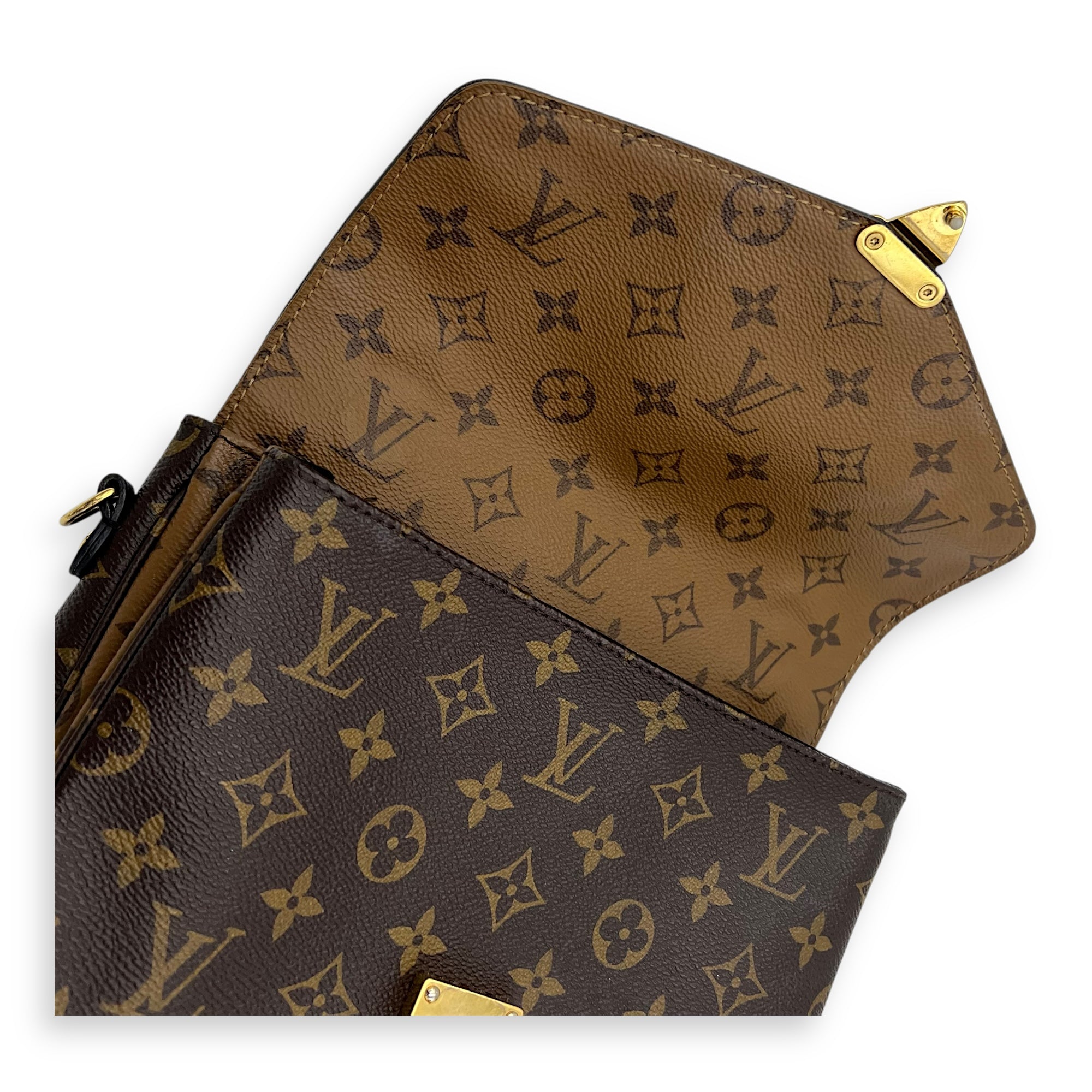 Louis Vuitton Pochette Metis Brown Top Handle Bag in Monogram Coated Canvas, Gold hardware_25