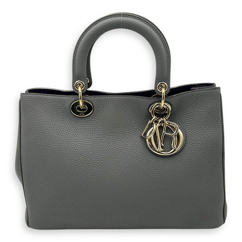 Christian Dior Diorissimo Top Handle Bag Grey in Calfskin, Gold hardware_1