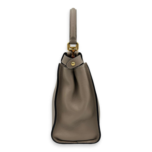 Fendi Peekaboo Medium Brown Top Handle Bag in Calfskin, Gold hardware_3